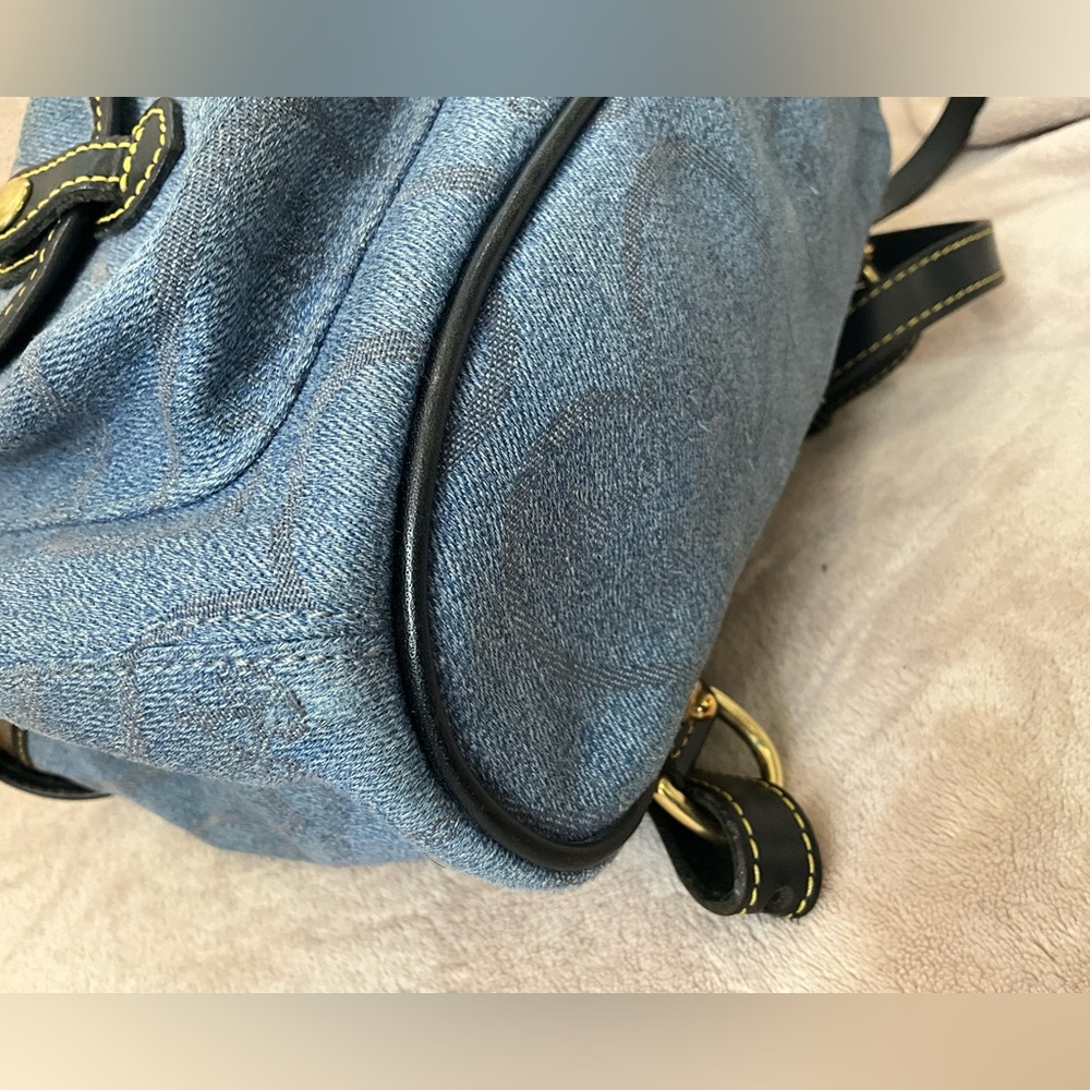 Dooney & Bourke Vintage Canyon Backpack in blue denim. 10.5”x 9.25”x 4” - Picture 6 of 16